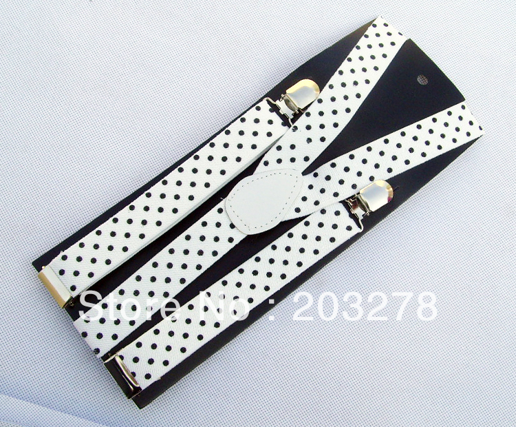 free shipping retail black dot braces suspender adjustable unisex neon uv 2.5cm