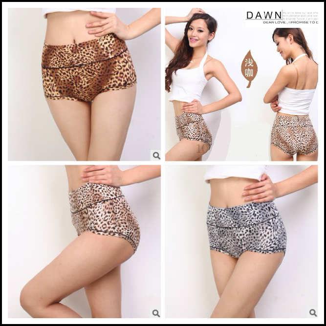 Free shipping retail  LADY'S SEXY UNDERWEAR LEOPARD HIGH WAIST BRIEFS  BAMBOO SLIM SHORT PANTS 3COLOR