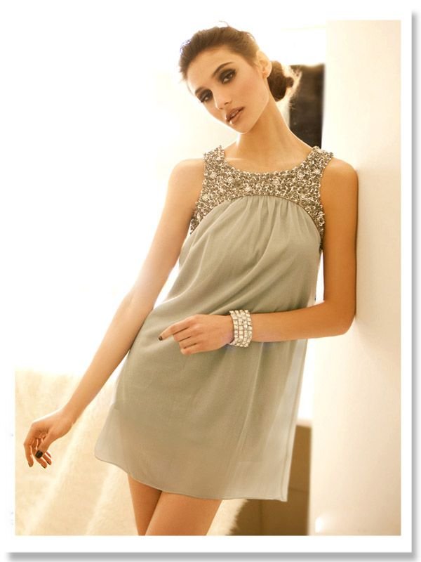 free shipping Retail summer sexy cute party popular slim pure flower beads sleeveless chiffon women's Casual dress E30071