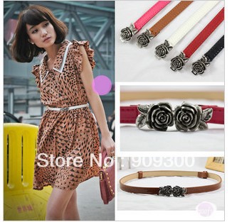 Free shipping retail &wholesale 2013New style fashion rose leather design Belt or women