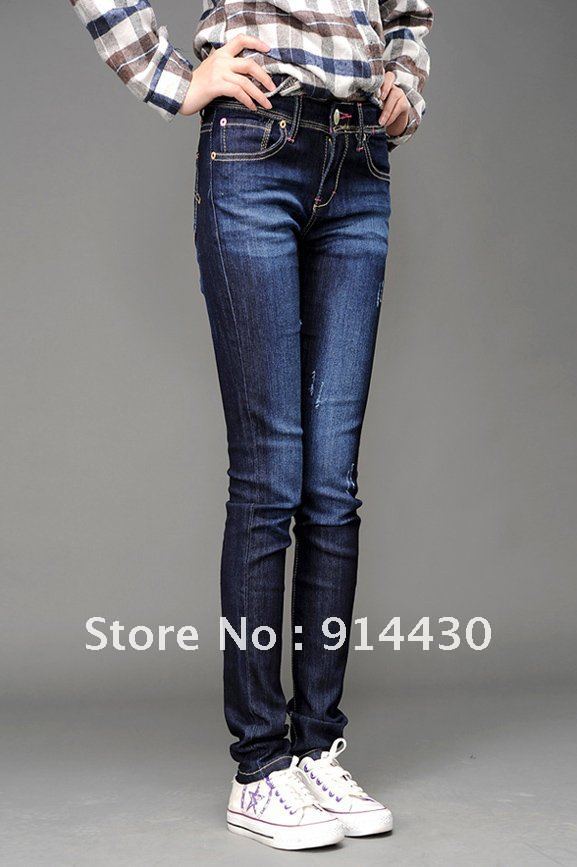 Free Shipping, Retail & Wholesale Women Cotton Denim Jeans, Blue Leisure Pants, Trousers