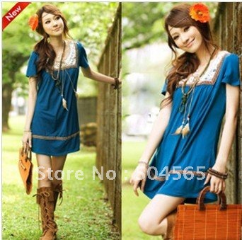 Free Shipping+Retail,Women Bohemian Printing Dress,Fashion Chiffon Dresses/Top Tees,Summer Cool Clothing,Lady Wear,plus size