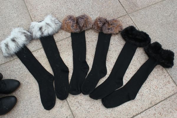 Free shipping retail women's warm legging fur socks long style tube stocking 3color in stock best price