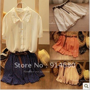 Free shipping ,Retro small floral,Short skirtwith belt, four colors free size