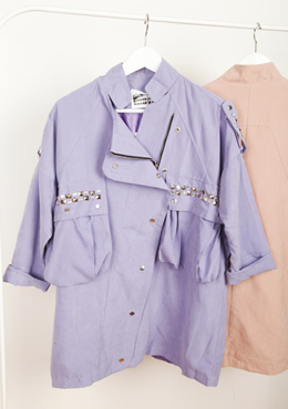 FREE SHIPPING Rivet rhinestone clinched taro motorcycle loose batwing sleeve trench