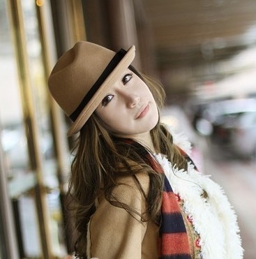 Free Shipping ! Roll-up hem pure woolen spring and autumn fashion hat camel female