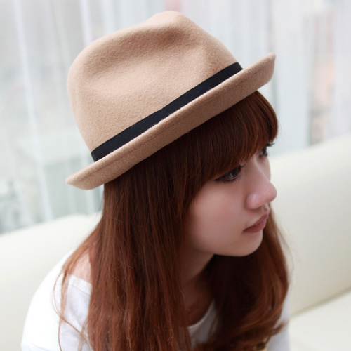 Free shipping Roll-up hem small fedoras jazz hat woolen hat fashion female spring and summer caps