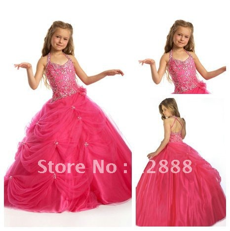 Free Shipping Romantic Style Custom Made Perferred Flower Girl Dresses Ball Gowns