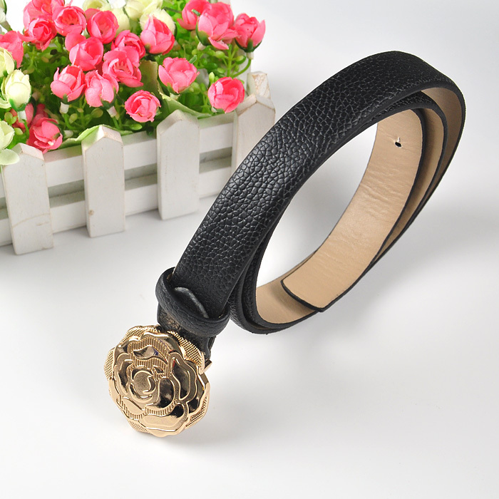 Free Shipping Rose Metal Buckle Belt  Women's Designer Pu Leather Belts 4 color  6002/