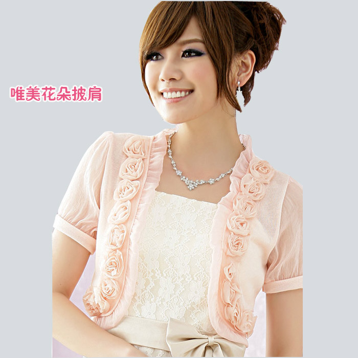 Free shipping Rose shrug dress pregnantwith cape short jacket small cape thin outerwear