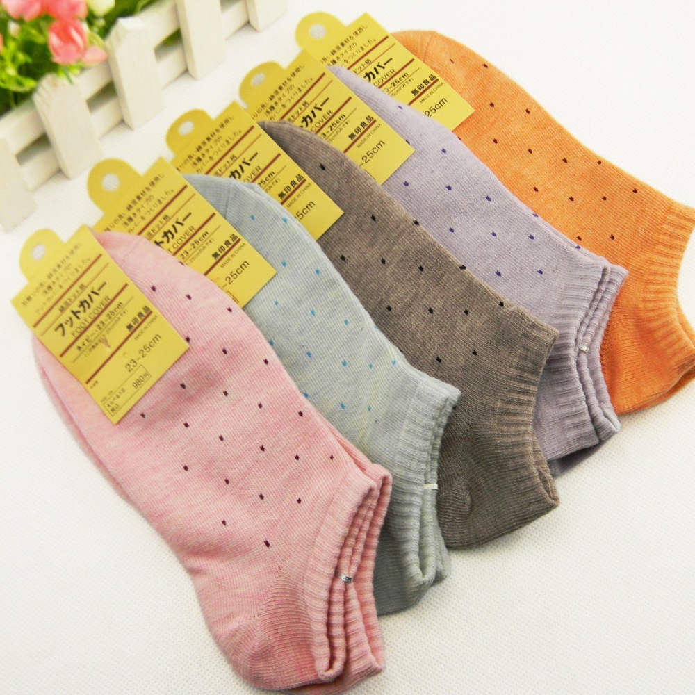 FREE SHIPPING,round dot pattern lady  multicolour ankle socks,fit for spring summer autumn