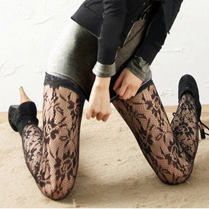 Free shipping Rs920 summer new arrival 2011 sexy women's meat lace transparent jacquard black socks