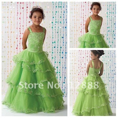 Free Shipping Ruffle Embroidery Organza party dress for children