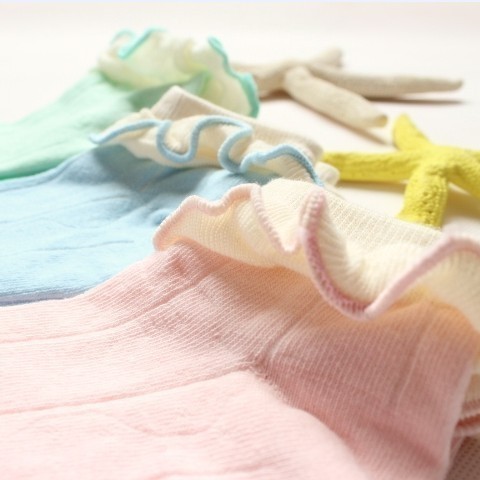 Free Shipping  Ruffle Hem Stripe Socks ,100% Cotton  Invisible Sock   HZX0040