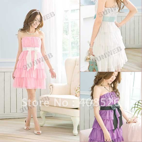 Free shipping Ruili 2013 fashion charm cake Laminated Tube Dress Chiffon Ribbon dress skirt 3689
