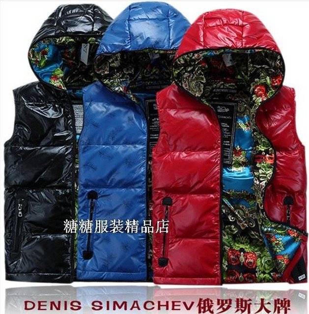 Free shipping Russia DENIS SIMACHEV bright surface printing feather vest