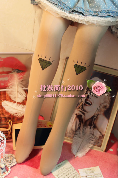 Free shipping Sagi dolls stockings HARAJUKU zipper bling diamond ultra-thin pantyhose /women