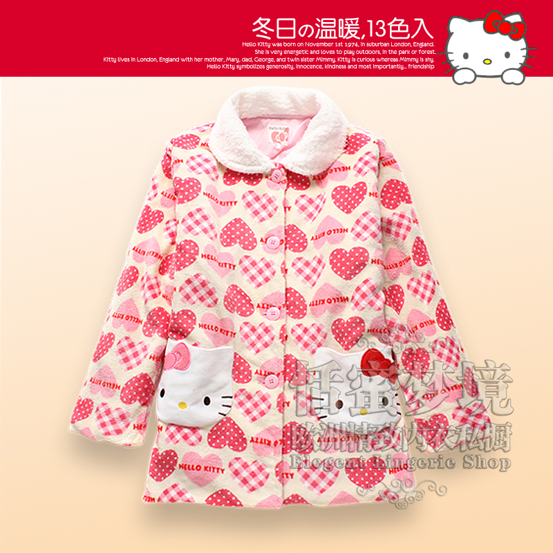 free shipping Sanrio hello kitty sleepwear doll clip cotton-padded jacket lounge thickening coral fleece outerwear