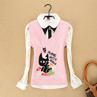 Free Shipping School wear juniors clothing  V-neck cotton sweater vest