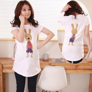 Free Shipping Scite 2013 summer maternity clothing fashion rabbit maternity top summer short-sleeve T-shirt 2b