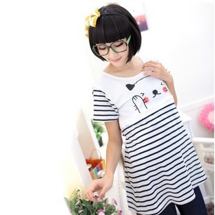Free Shipping Scite summer fashion maternity clothing summer stripe short-sleeve maternity top t-shirt 2b