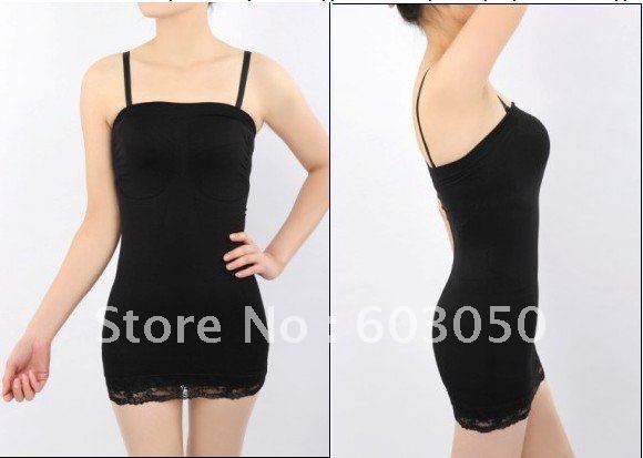 free shipping -seamless shaperwear slip,lace wrapped chest strapless slip28pcs/lot