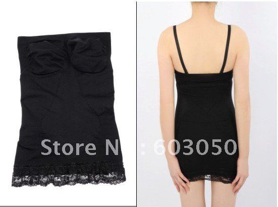 free shipping -seamless shaperwear slip,lace wrapped chest strapless slip56pcs/lot