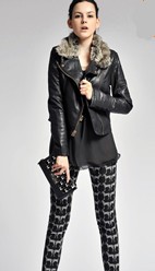 Free shipping Sell like hot cakes western style women slim leather jacket coat 100% sheepskin leather lapel slim