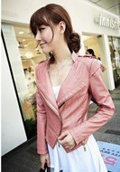 Free shipping Sell like hot cakes women fashion leather jacket coat 100% sheepskin leather lapel Inclined zipper size:S-XL