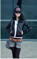 Free shipping Sell like hot cakes women fashion leisure leather jacket coat natural sheepskin leather Motorcycle jackets