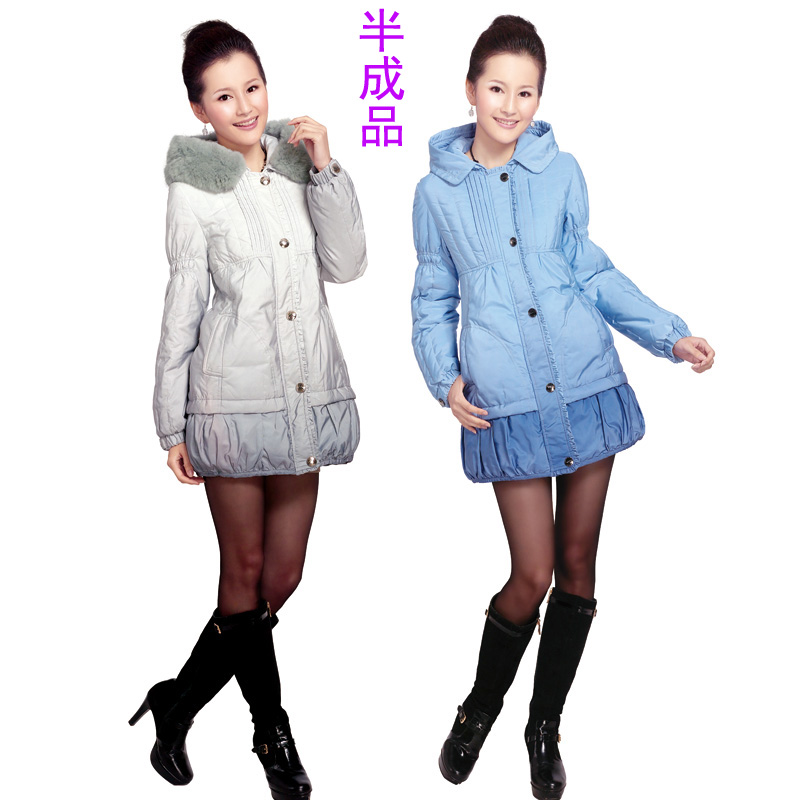 free shipping Semi finished down coat clothing leather women's 1076