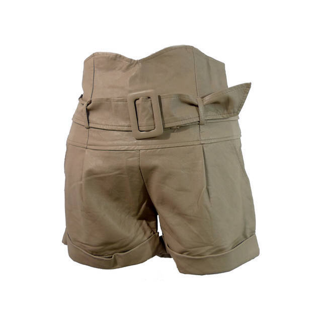 Free Shipping!!! Sen . sen faux PU cool high waist belt leather shorts 163004