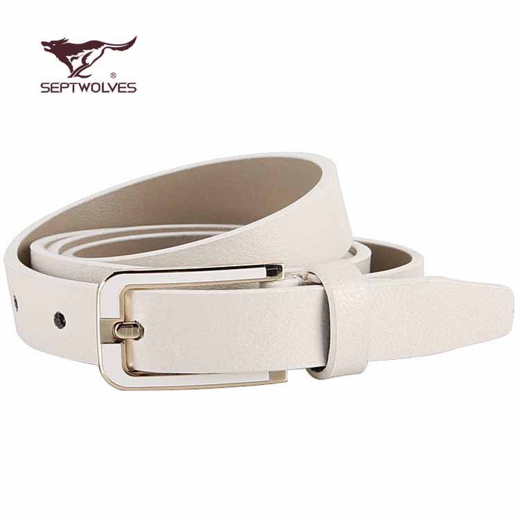 free shipping, SEPTWOLVES white strap female genuine leather fashion all-match belt 79000 - 1