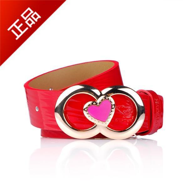 FREE SHIPPING SEPTWOLVES women's strap genuine leather smooth women's belt buckle red female Women