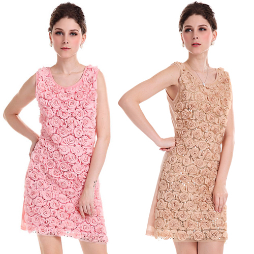 Free Shipping Seqin Rose Flower Women Dress, Elegant dress for Women, European Skirt LM8602LS