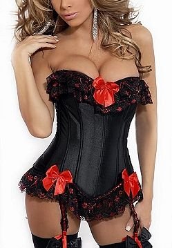 Free shipping!!Sery lingerie bustier Black and White lace up corset G-string garters