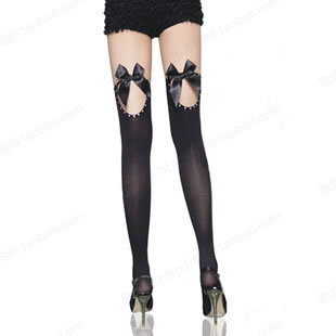 FREE SHIPPING Sexy bow stockings personalized diamond cutout long short two ways velvet over-the-knee socks