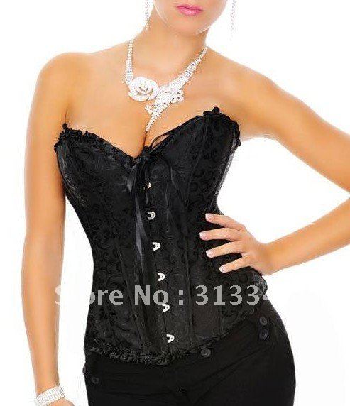 Free shipping Sexy brocade corset dress Plus size brazil corset bustier white/black/blue/red S/M/L/XL/XXL