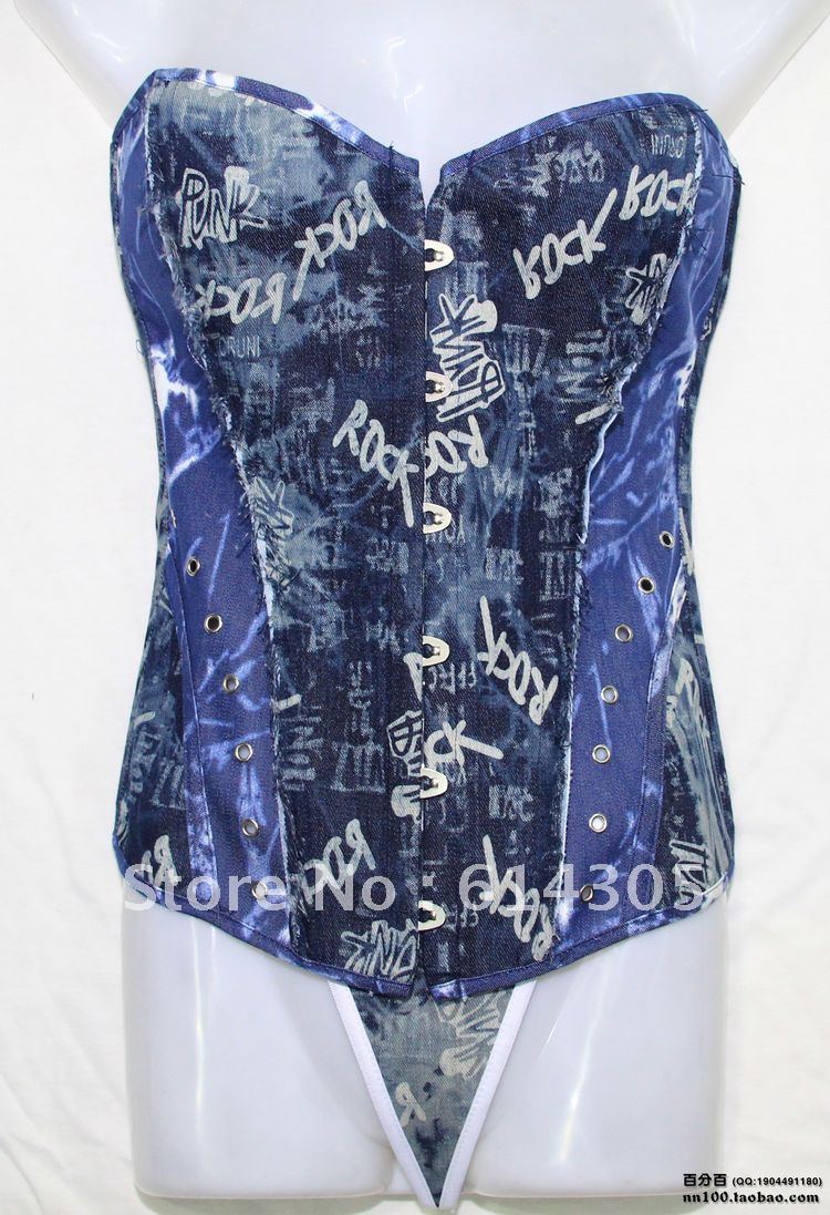 Free shipping Sexy Bustier Corset+G-string set underwear Sexy Lingerie S M L XL NO. Printed Shaper royal bra shapewear 836