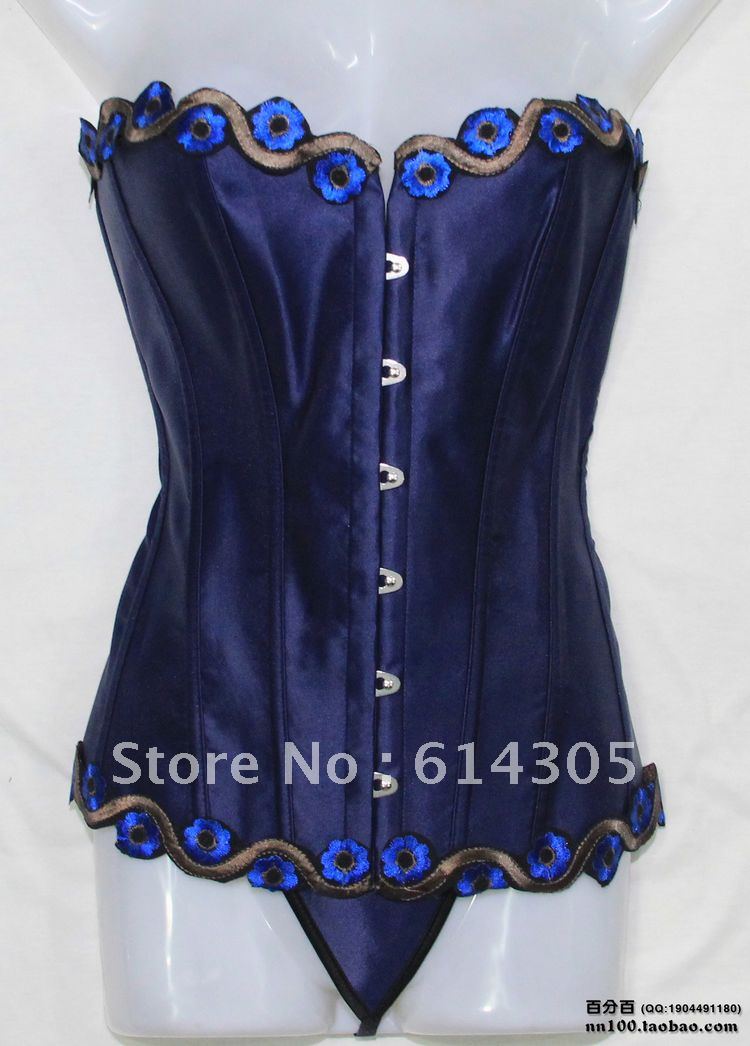 Free shipping Sexy Bustier Corset+G-string set underwear Sexy Lingerie S M L XL peacock side Shaper royal bra shapewear 837