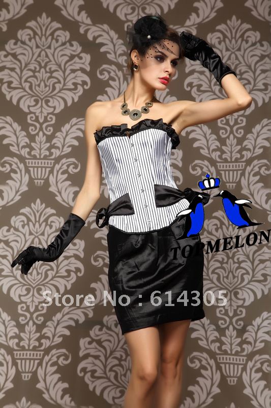 Free shipping Sexy Bustier Corset+G-string set underwear Sexy Lingerie S M L XL WHITE Shaper royal bra shapewear 972