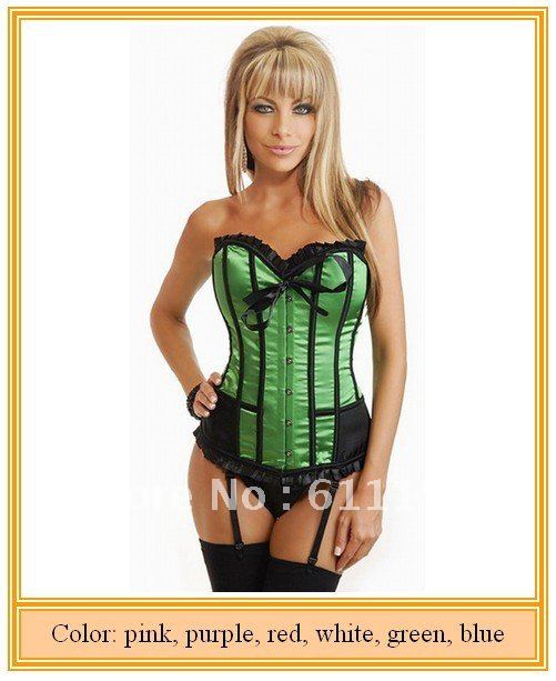 Free shipping!! Sexy corset, Denim Corset with Lace Thong Sexy Lingerie Bustier / G-string   wholesale