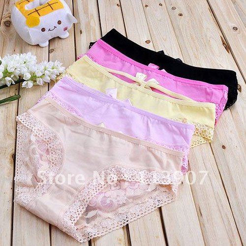 Free shipping Sexy Cozy Lace Lingerie Full Rise Brief Panty Undies Khaki