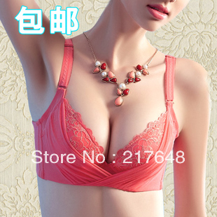 Free Shipping Sexy Gauze Deep V-neck Adjustable Women's Ladies' Bra Underwear Push Up Thick Small Set