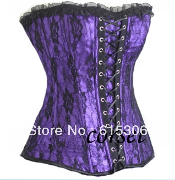 free shipping Sexy  lace corset sexy over bust boned bustier lingeries