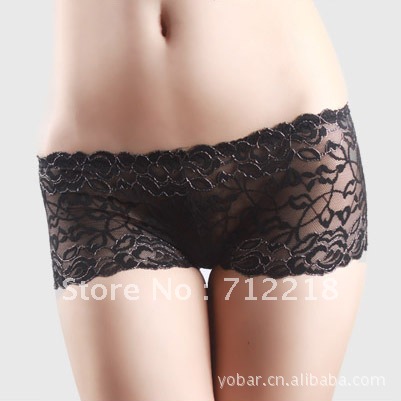 Free shipping sexy lace temptation 100% cotton transparent panty women's seamless underwear boxer panties