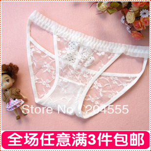 Free shipping,Sexy ladie briefs, Lovers female sexy full transparent gauze soft lace trigonometric panties neiku
