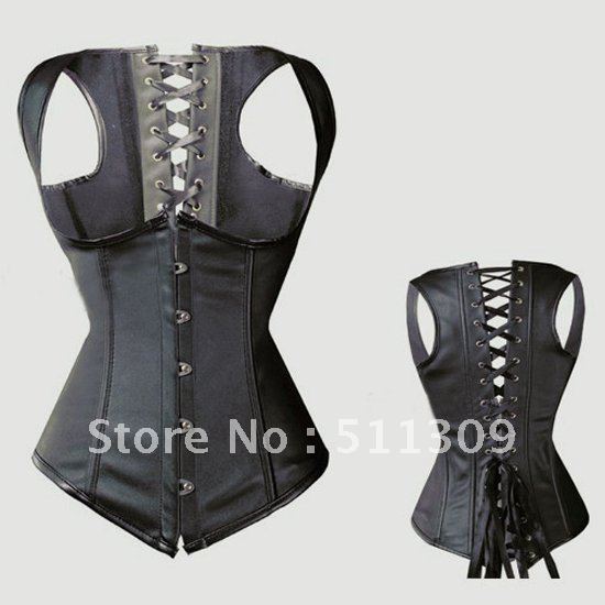 Free shipping,Sexy Leather Steel Boned Underbust Corset,830-Leather