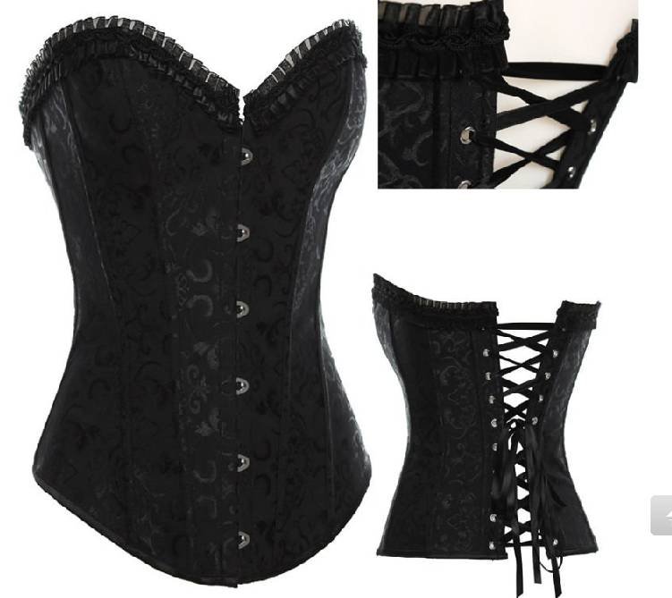 Free shipping!! Sexy Lingerie Black Steel Boned Gorgeous Gothic Corset Women's Clothes 8197
