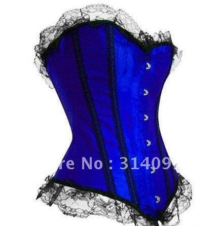 Free shipping!! Sexy Lingerie Blue Vintage Lace up Corset Bustier/G-String sexy lingeries corset 8113